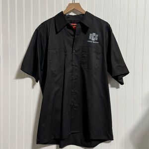 OCC Poly-Cotton Y2K XL Short Sleeve Archival Biker 2003 Black Flame Work Shirt